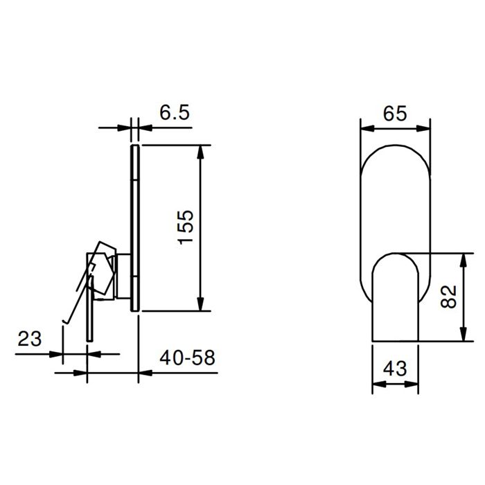 Fantini Mare Смеситель для душа, встраиваемый, на 1 источник, (наружняя часть), цвет: хром