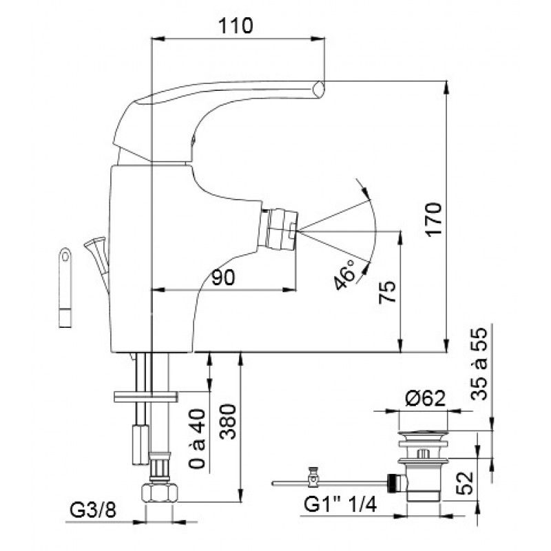 Смеситель для биде Jacob Delafon Nateo E73250-CP Хром
