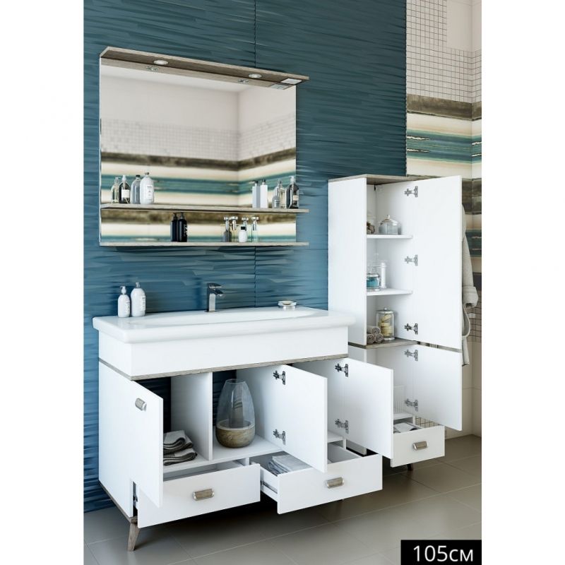 Тумба для раковины Sanflor Бруно 105 С02728 Белый Орегон Тумба для раковины Sanflor Бруно 105 С02728 Белый Орегон