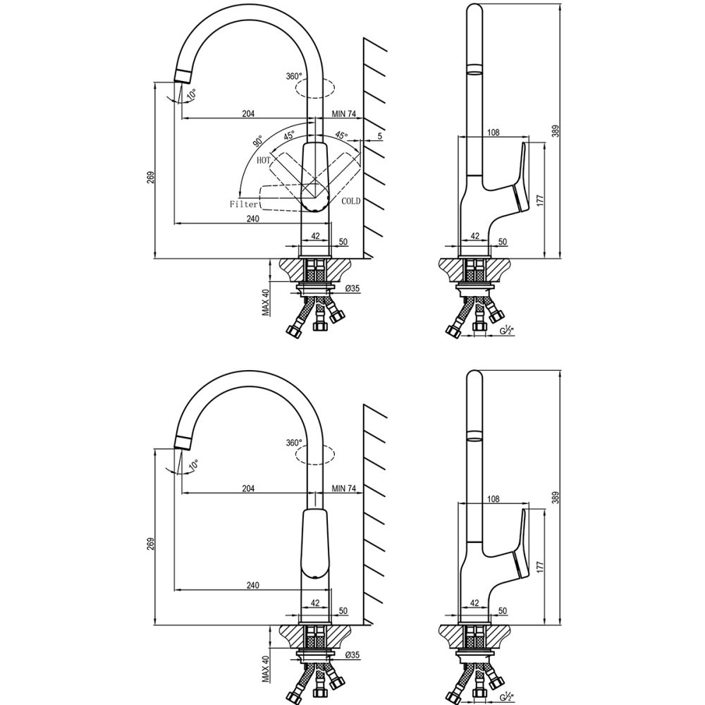 Смеситель Lemark Ortus для кухни с подключением к фильтру с питьевой водой (LM11361C), артикул LM11361C