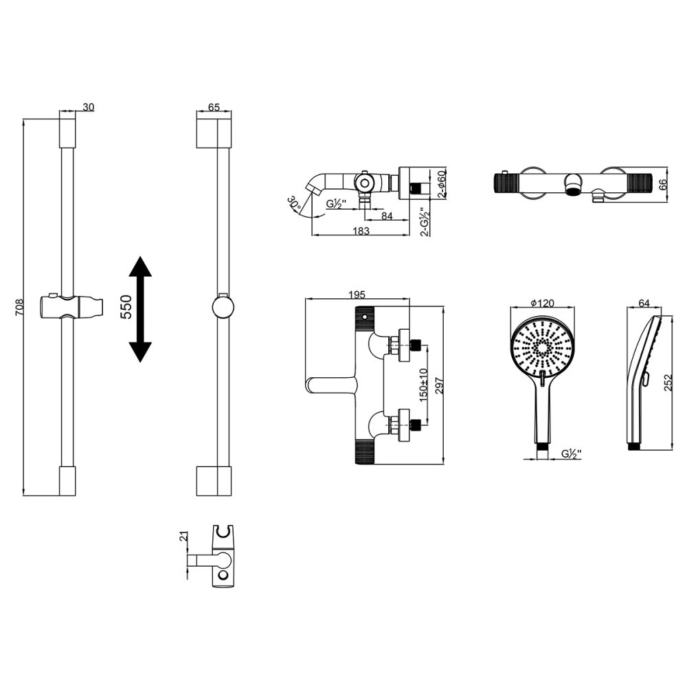 Смеситель Lemark Beluga для ванны, термостатический (LMF-8042B-GM), артикул LMF-8042B-GM
