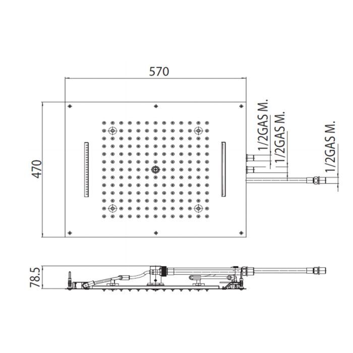 BOSSINI DREAM/3 Верхний душ 570 x 470 mm, с 4 LED RGB, 3 режима (дождь, каскад, водопад), блок питания/управления, Cromoterapia, цвет: хром BOSSINI DREAM/3 Верхний душ 570 x 470 mm, с 4 LED RGB, 3 режима (дождь, каскад, водопад), блок питания/управления, Cromoterapia, цвет: хром