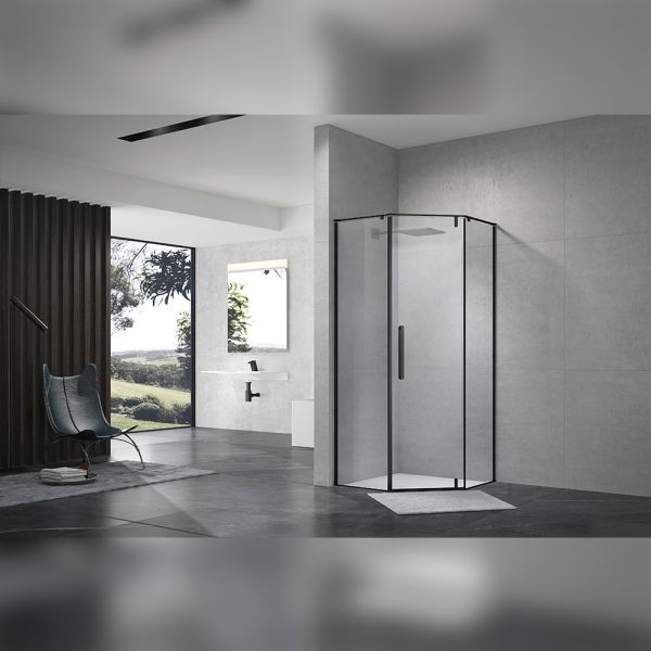 Душевой уголок Terminus Альба трапеция 100х100х200, черный
