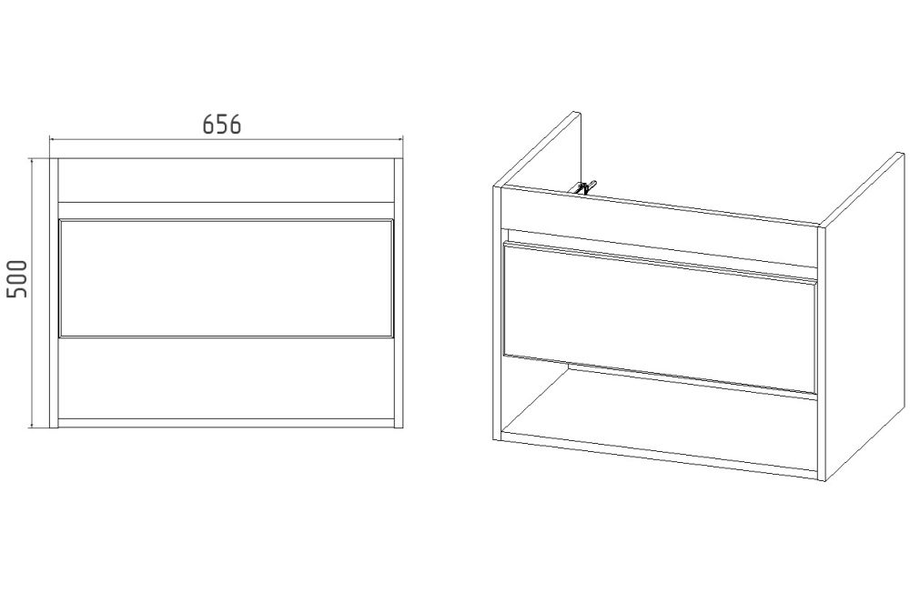 Тумба VIANT "Бостон" 1 ящик подвесная графит 425х655х500 под раковину .S-UM-COM70/1-w (COMO 70) (VBOS70COG-T1YP), артикул VBOS70COG-T1YP