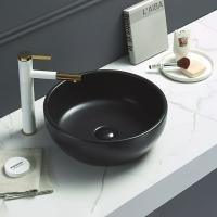 Раковина керамическая накладная AM-109-MB, цвет чёрный матовый, 410х410х145