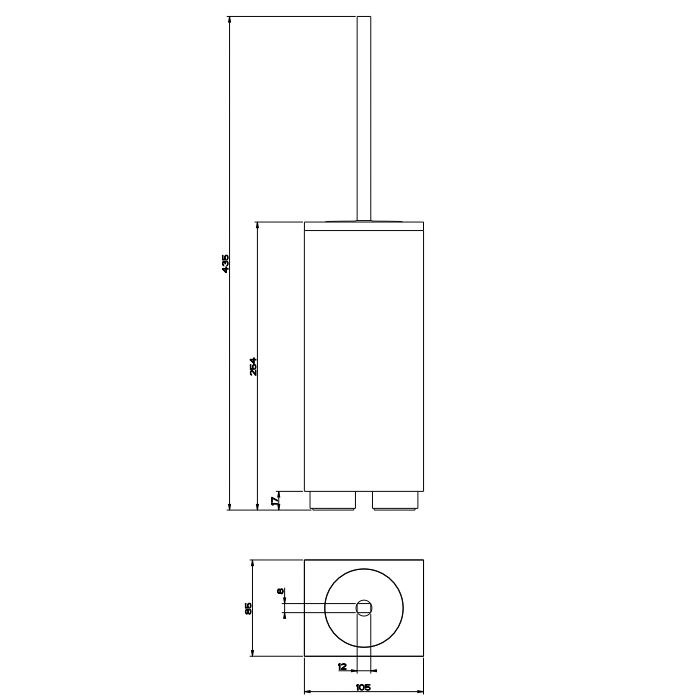 Gessi Rettangolo Ершик для унитаза напольный, цвет: хром/черный