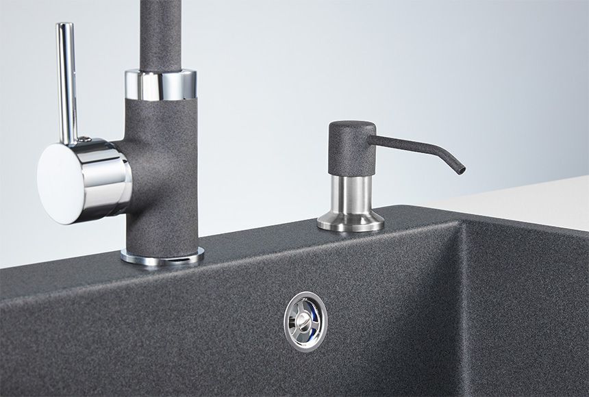 Дозатор для кухонной мойки GRANULA (1403, ГРАФИТ (ЧЁРНО-СЕРЫЙ)), артикул 1403, ГРАФИТ (ЧЁРНО-СЕРЫЙ)