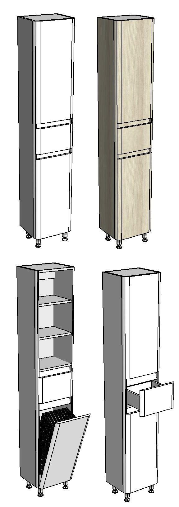 Шкаф-пенал напольный "Алабама 35 Z1", корзина, белый