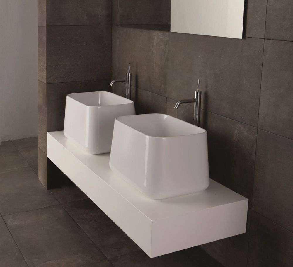 Disegno ceramica Catino, накладная прямоугольная раковина 60х42хh35 см, цвет белый глянцевый, артикул CT06042001