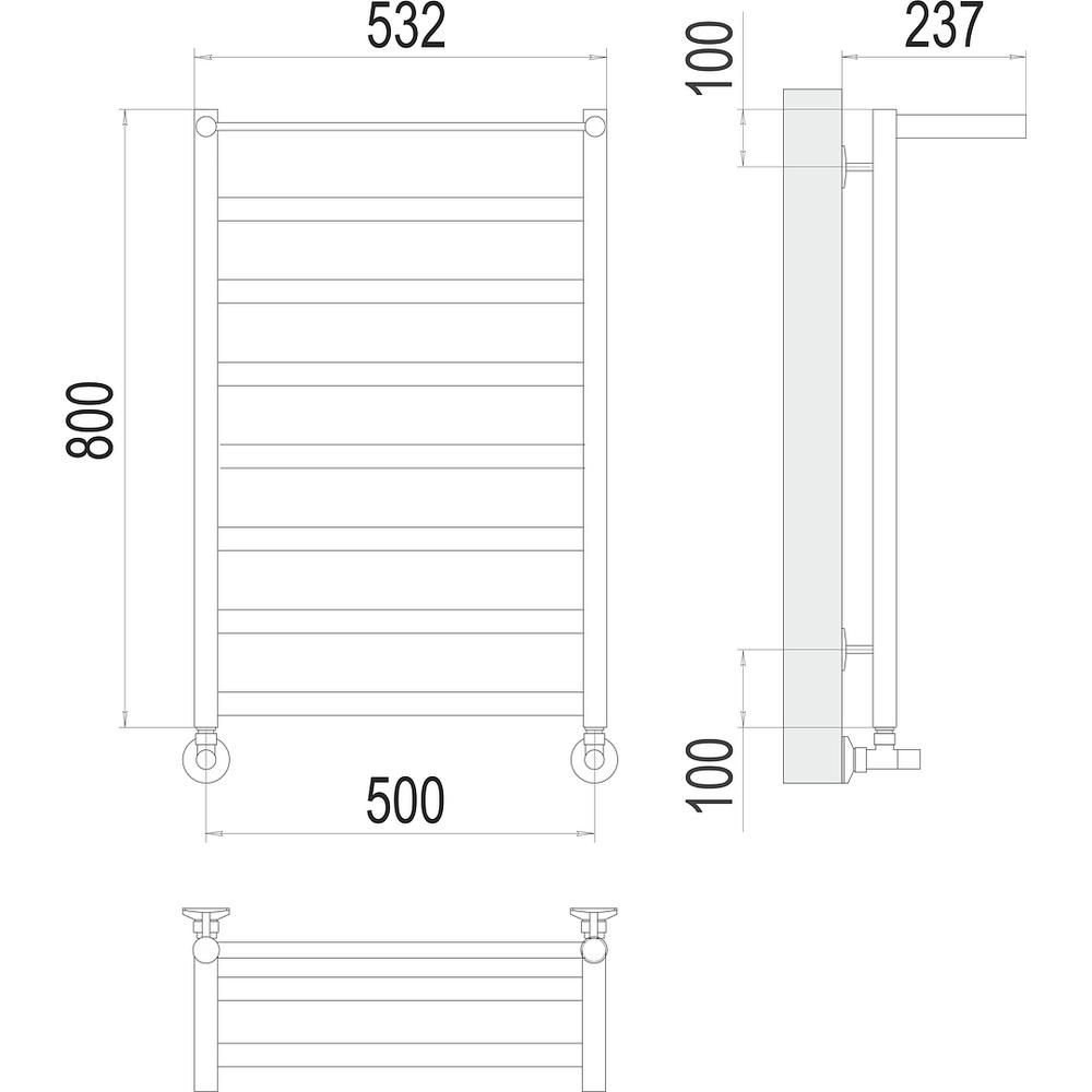 Полотенцесушитель водяной с полкой Terminus Хендрикс П8 50х80