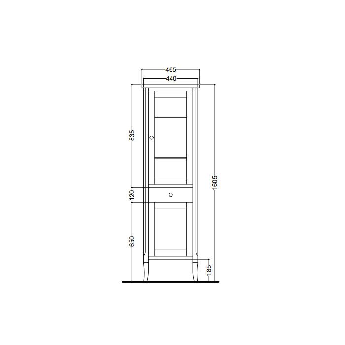 KERASAN Retro Колонна, 465*34*160,5h, петли справа DX, цвет: noce (орех), ручки: керамика
