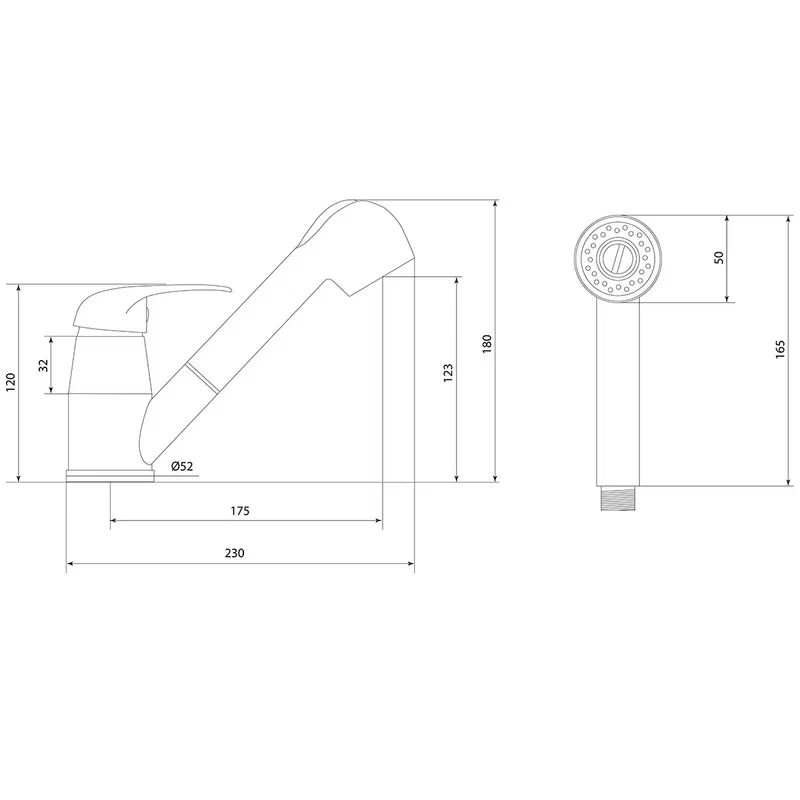 Смеситель для кухни с выдвижным изливом и режимом "душ" Славен СЛ-ОД-В23, хром, артикул СЛ-ОД-В23