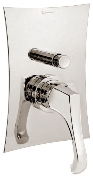 Emmevi Ares, встраиваемый в стену однорычажный смеситель для душа на 2 выхода, с кнопочным дивертером, цвет брашированный никель