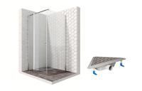 Душевой уголок Ambassador Nord 13011106-ST18, квадратный, угловой трап, 100х100