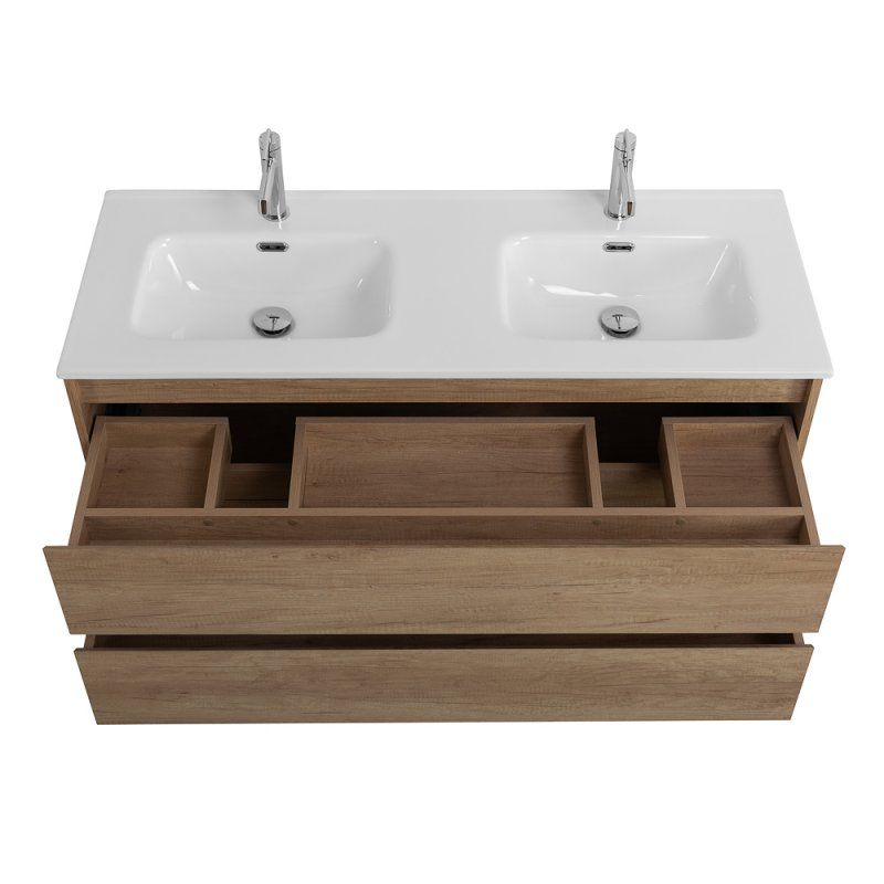 KRAFT База под раковину подвесная с двумя выкатными ящиками для раковины с двумя чашами, Rovere Galifax Bianco, 1200x460x500, KRAFT-1200-2C-SO-2-RGB, артикул KRAFT-1200-2C-SO-2-RGB