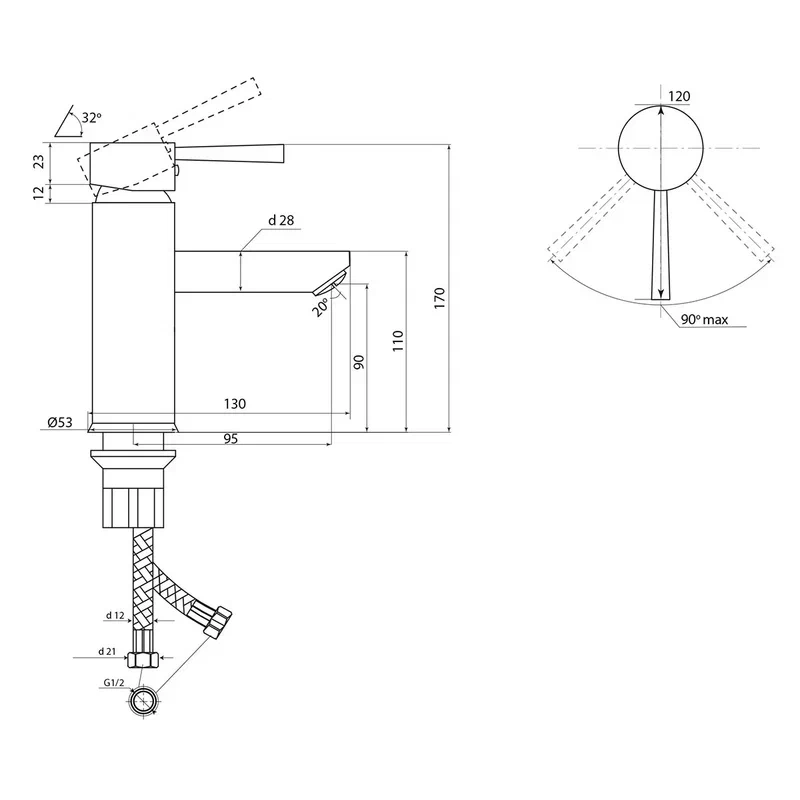 Смеситель для раковины Славен СЛ-ОД-Д10, хром