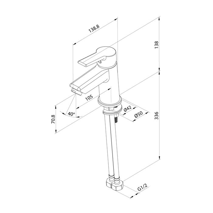 Смеситель для умывальника Milardo Stripe черный матовый (STRBL00M01), артикул STRBL00M01