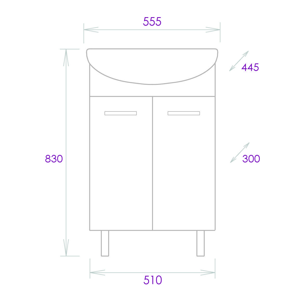 Тумба Onika Коралл 55 напольная, белая (ум. Уют 55)