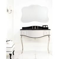 Devon Audrey Консоль (111х57,5хh89,5/99,5см) мрамор NERO MARQUINHA c 3отв; корпус цвет:белый с кантом черн; ножки цвет: св.золото(без раков. SWINDON)