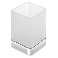 Стакан EVEREST для зубных щеток, стекло матовое с держателем, хром, Sapho