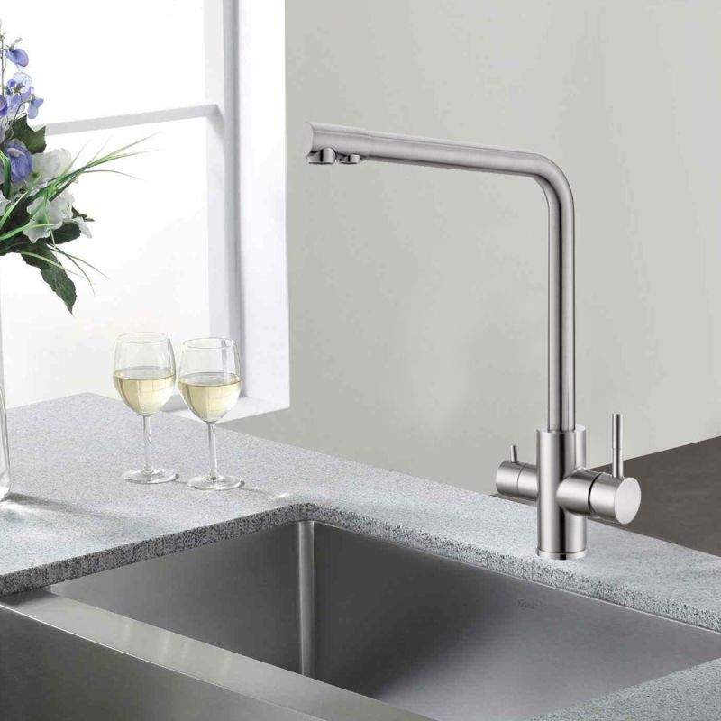 Смеситель для кухни с подключением фильтра WesnaArt EKO05-151, сатин