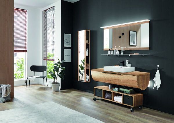 Комплект мебели Puris Rounds, 920 мм, накладная раковина, цвет дуб натуральный