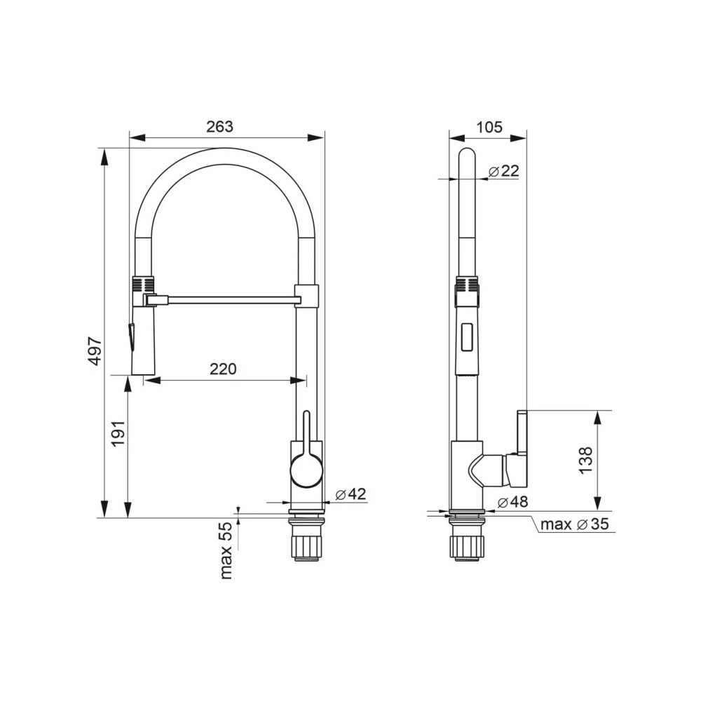 Смеситель для кухни Ulgran U-024 черный матовый
