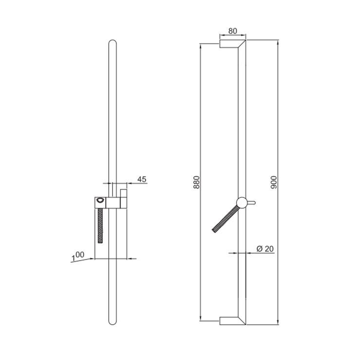 FANTINI NOSTROMO Душевая штанга, гибкий шланг 150 см ПВХ, без ручной лейки, цвет Matt British Gold PVD