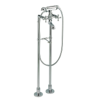 CISAL Arcana Ceramic Смеситель напольный двухвентильный для ванны с ручной лейкой, держателем и шлангом 150 см, цвет хром