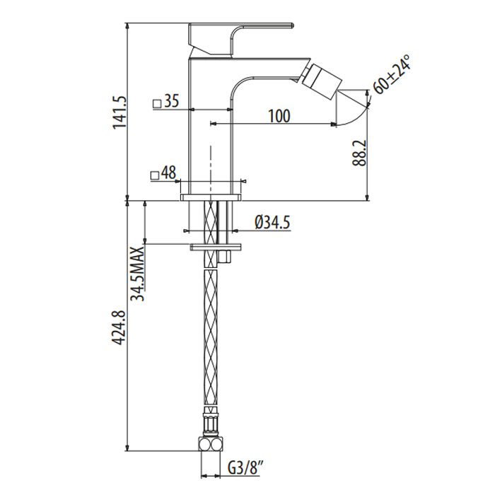 GATTONI Kubik Смеситель для биде, без донного клапана, цвет NERO OPACO