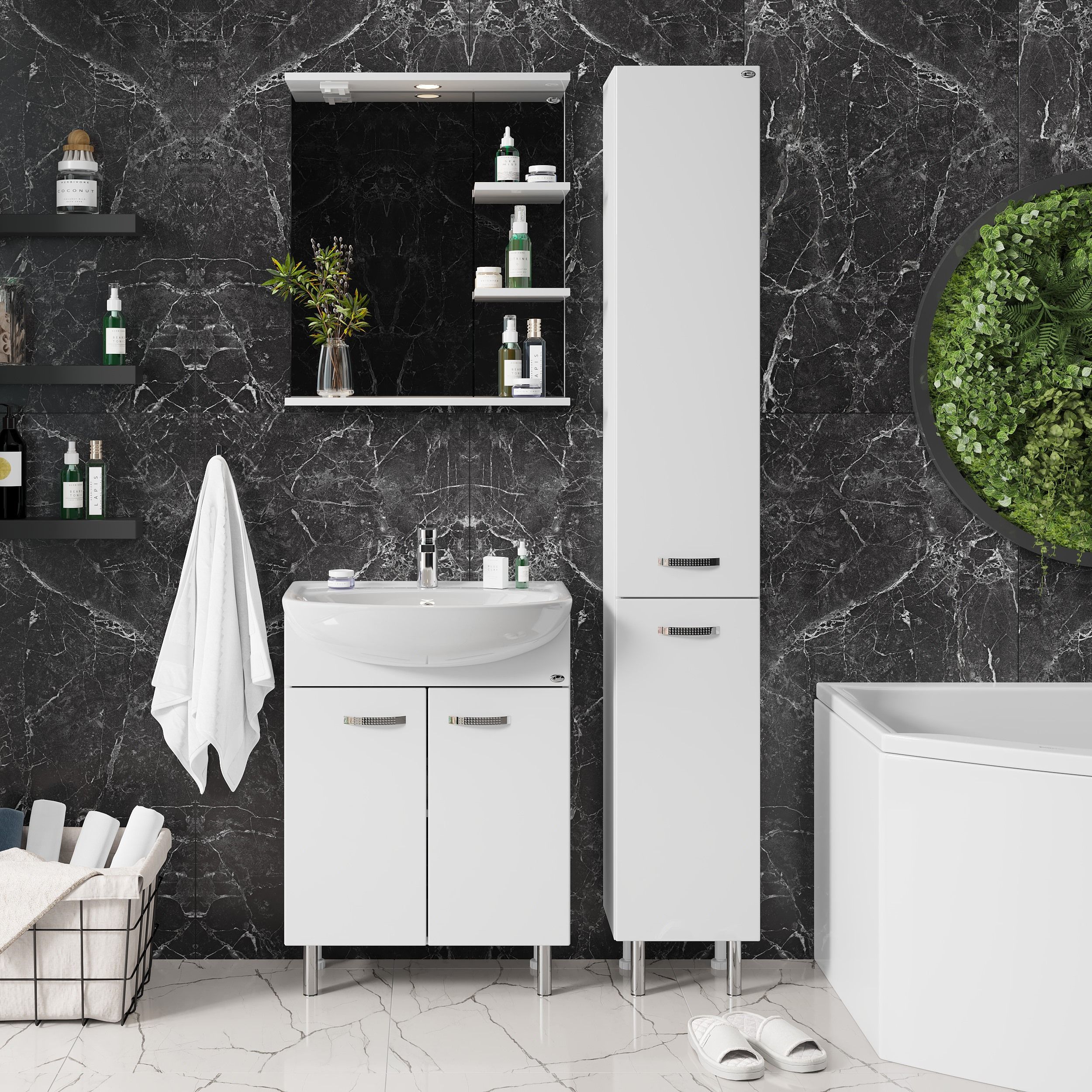 Тумба Onika Коралл 60 напольная, белая (ум. Уют 60)