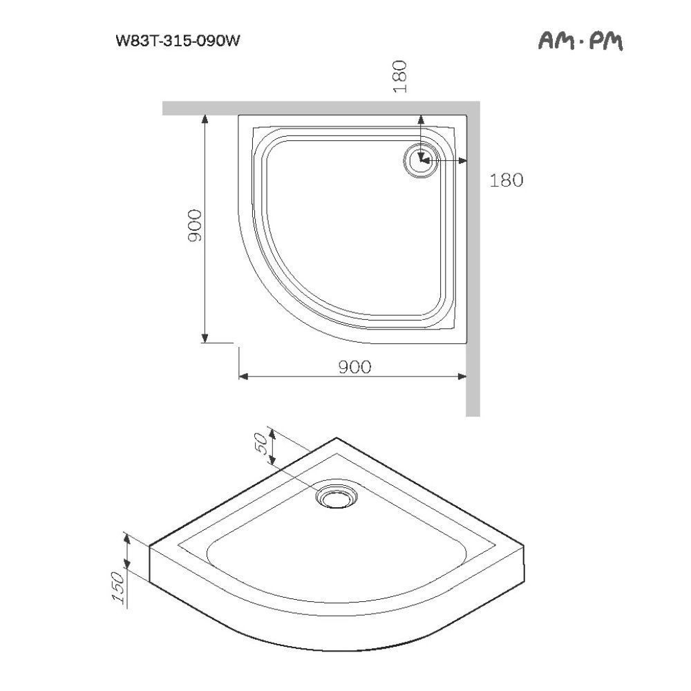 W83T-315-090W Like Solo Slide Поддон для душ. ограждения, 90x90, белый акрил W83T-315-090W Like Solo Slide Поддон для душ. ограждения, 90x90, белый акрил