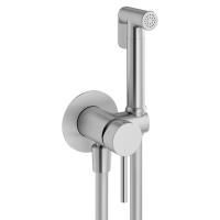 Plumberia Selection IXO Комплект гигиен. душа со смесителем, душ и держатель из металла, шланг PVC 1250мм, хром брашированный Plumberia Selection IXO Комплект гигиен. душа со смесителем, душ и держатель из металла, шланг PVC 1250мм, хром брашированный