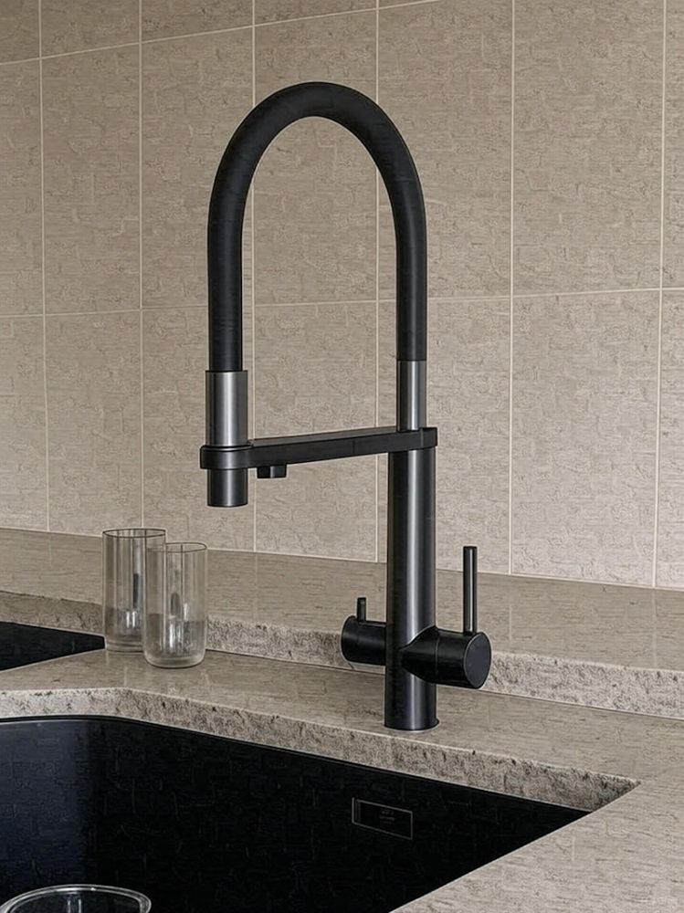 Смеситель для кухни с подключением фильтра Knotlor SS-15/GM, вороненая сталь, артикул SS-15/GM