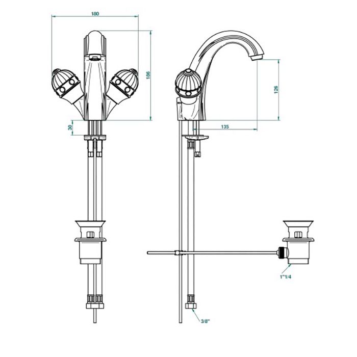 THG AMBOISE JASPE ROUGE Смеситель для раковины на 1 отверстие, с донным клапаном, вставки красная яшма, цвет полированное золото