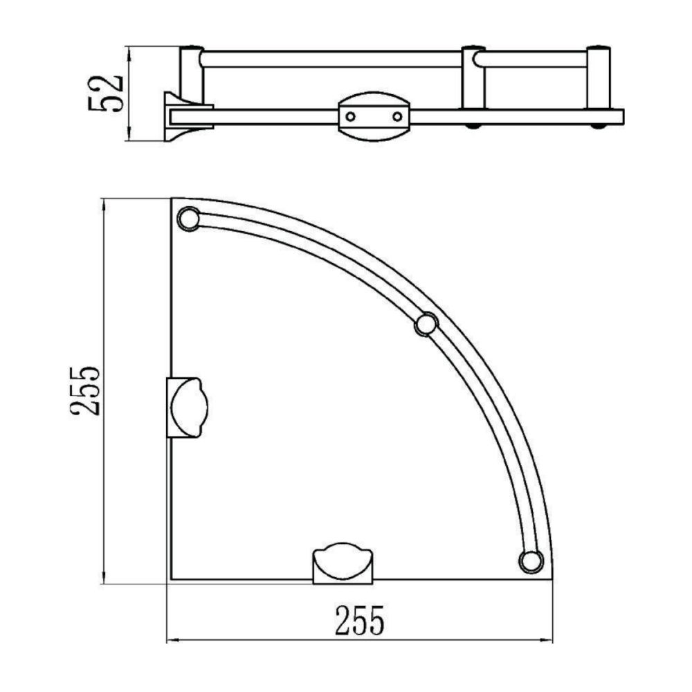 Полка угловая стеклянная Savol S-003011, хром