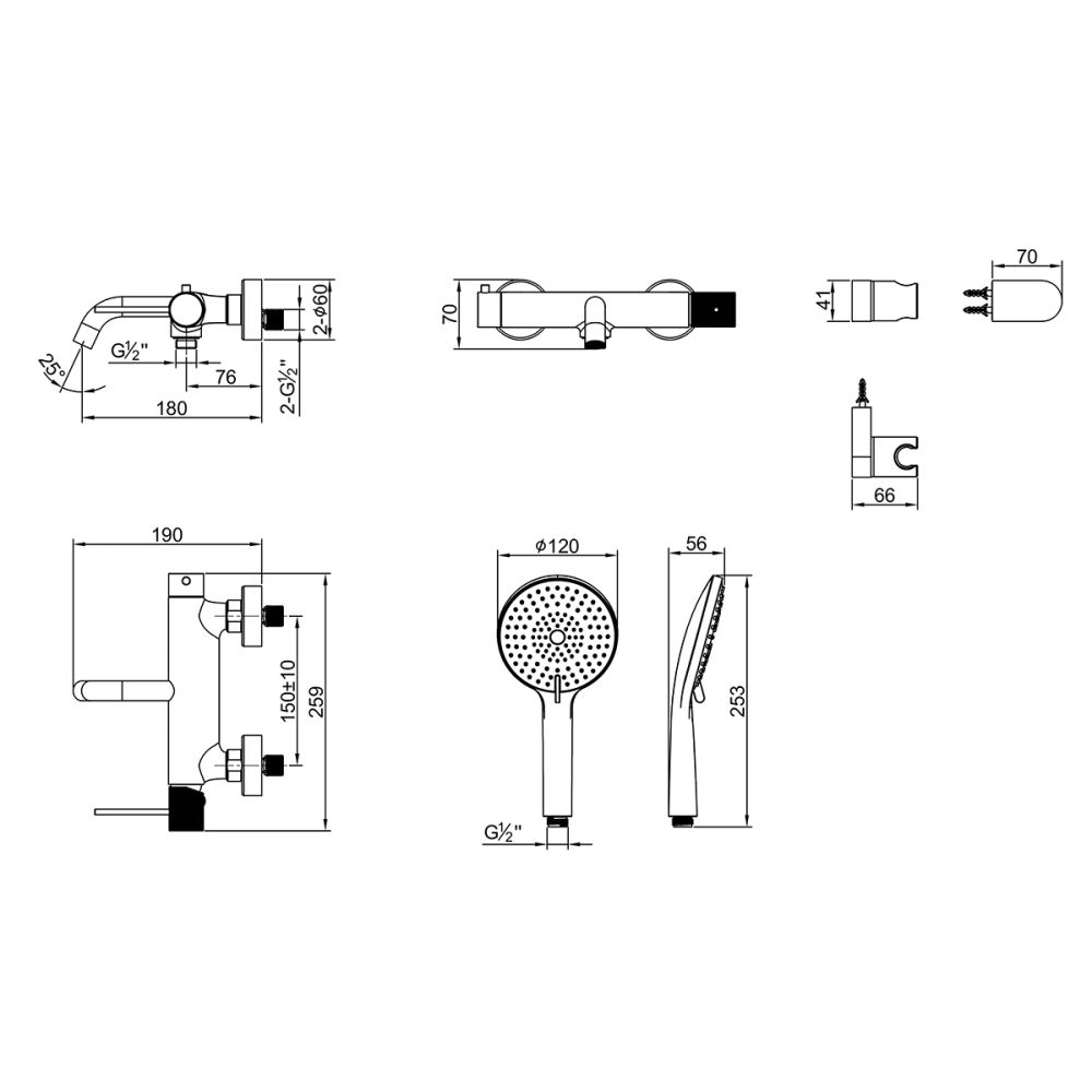 Смеситель Lemark Karelia для ванны (LMF-2022S-BRRG), артикул LMF-2022S-BRRG