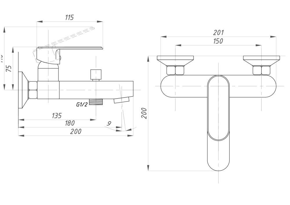 Смеситель для ванны с душем  ПСМ-Профсан Серия-600 (PSM-600-1) тип См-ВОРНШлА, артикул PSM-600-1