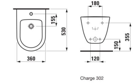Laufen Pro Биде подвесное 53x36см, с 1 отв. под смеситель, без боковых отверстий для подвода воды, цвет: белый, артикул 8.3095.2.000.302.1