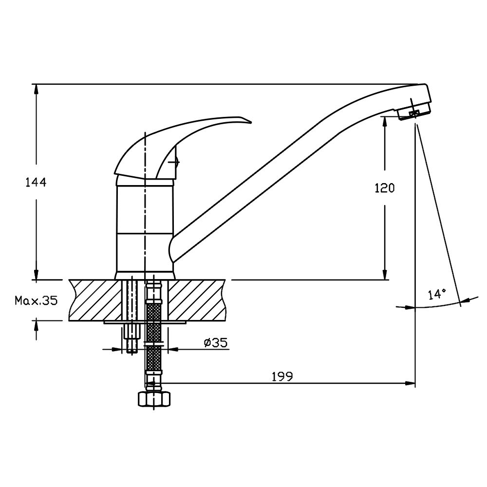 Смеситель для кухни GranFest Z-3321, терракот