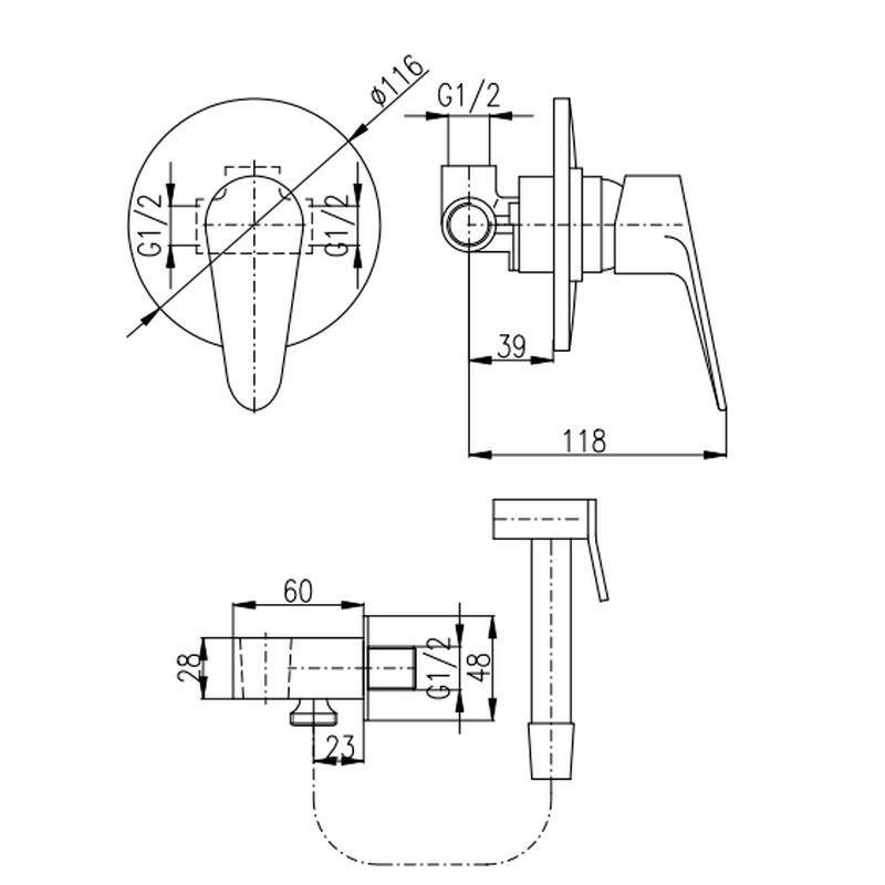 Гигиенический душ со смесителем Rav Slezak VICTORIA VI242/1, хром