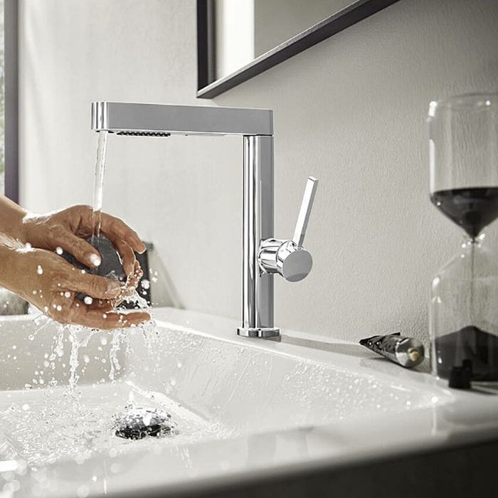 Смеситель для раковины, Hansgrohe, Finoris, тип открывания воды-однорычажный, тип регулирования воды-керамический картридж, монтаж-на раковину/столешницу, отверстия для монтажа-1, высота, мм-258, вынос излива, мм-191, донный клапан-есть, тип подводки-гибк Смеситель для раковины, Hansgrohe, Finoris, тип открывания воды-однорычажный, тип регулирования воды-керамический картридж, монтаж-на раковину/столешницу, отверстия для монтажа-1, высота, мм-258, вынос излива, мм-191, донный клапан-есть, тип подводки-гибк