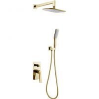 Смеситель встроенный + верхний душ + ручной душ ЗОЛОТО