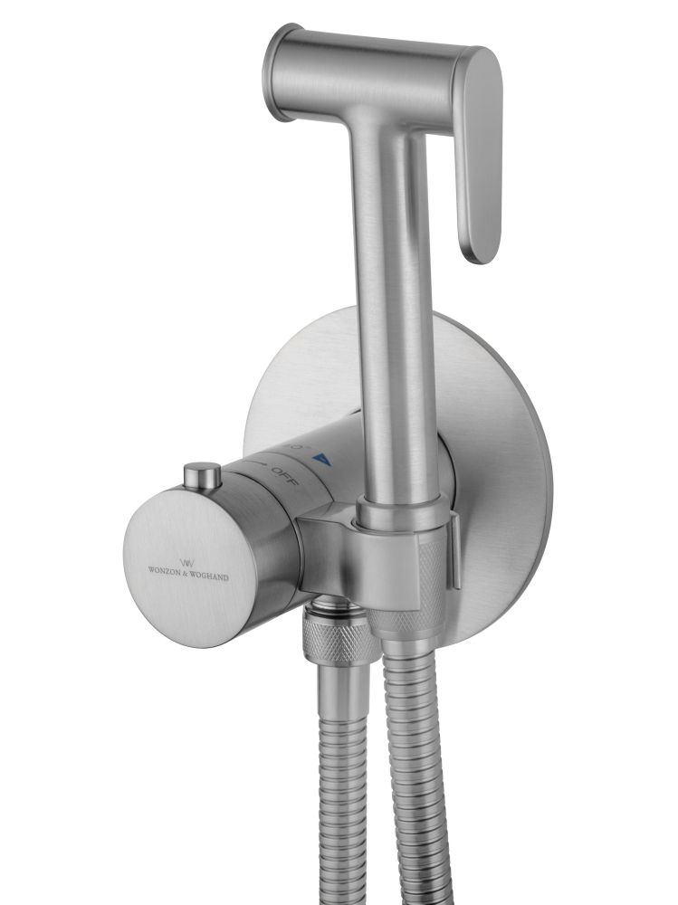 Смеситель с гигиеническим душем и термостатом встраиваемый WONZON & WOGHAND, Брашированный никель (WW-88829909-BN)