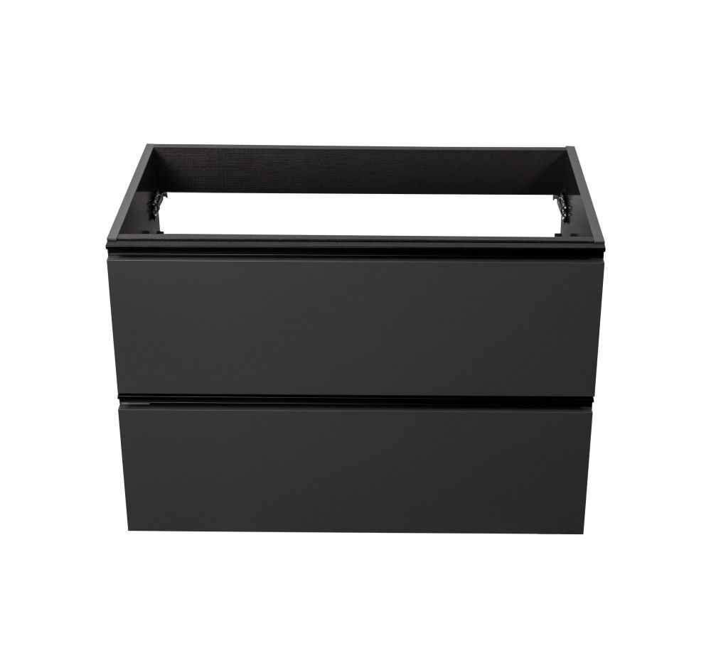 Visobath Granada, тумба 80 см, 2 ящика c черными ручками, цвет пепельный матовый лак (Ceniza), артикул 87521/87602