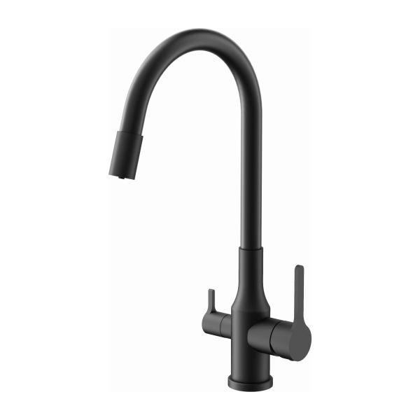 Смеситель для кухни с гибким изливом и подключением фильтра BELZ B76814-7, черный