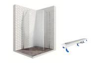 Душевой уголок Ambassador Diamond 12011112L-ST2, пятиугольный, линейный трап, 100х100