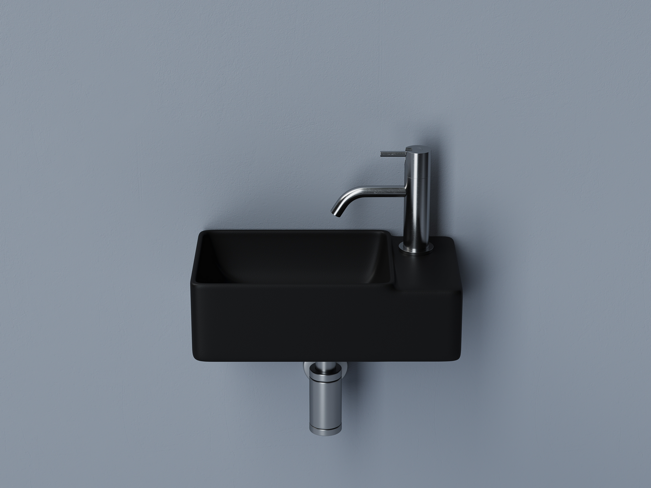 Умывальник подвесной прямоугольный (чаша слева, отверстие под смеситель справа) цвет черный матовый Элемент (Element) 395x220x125мм, артикул CN5045MB