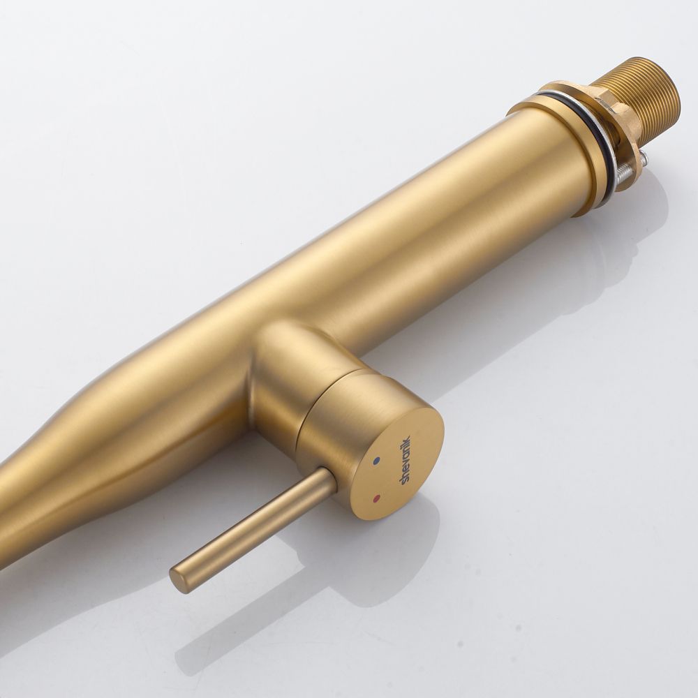 Смеситель для кухни с гибким изливом и режимом "душ" Shevanik S123G-1, золотой сатин