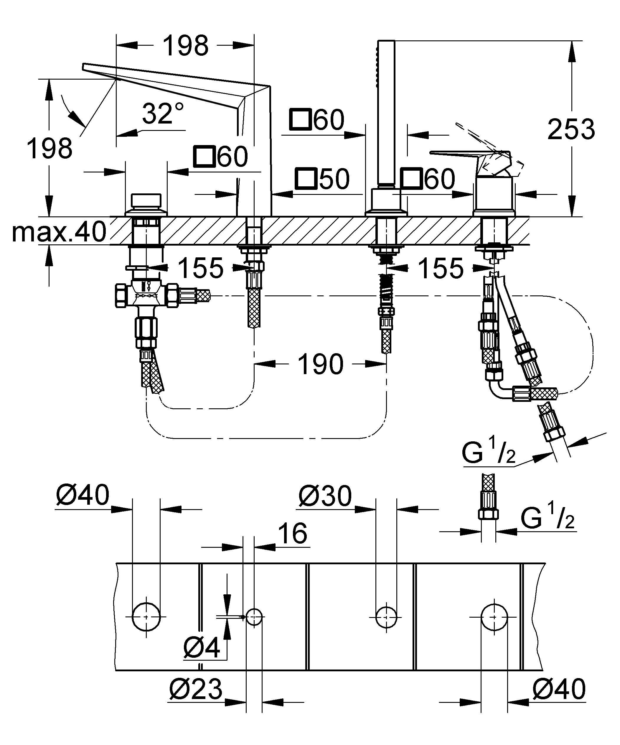 Смеситель для ванны GROHE Allure Brilliant на 4 отверстия, хром (19787001) Смеситель для ванны GROHE Allure Brilliant на 4 отверстия, хром (19787001)